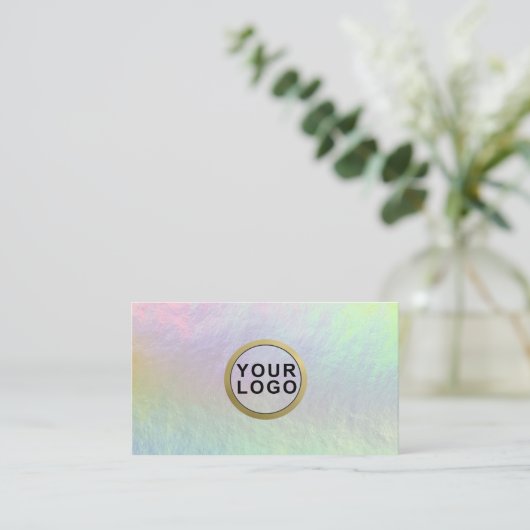 Logo Minimal Holographic Opal Stone Visitekaartje (Staand voorkant)