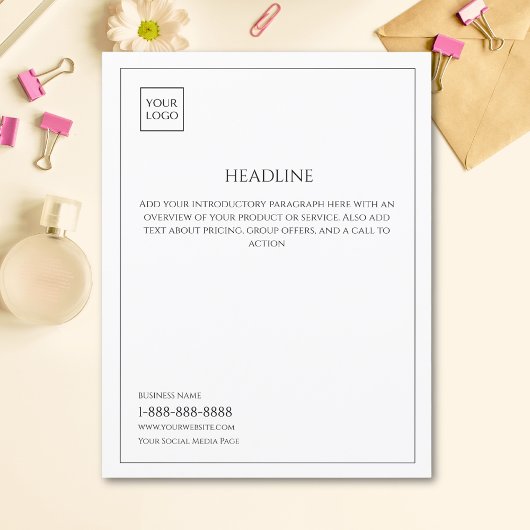 Logo Minimal White Business Marketing Flyer