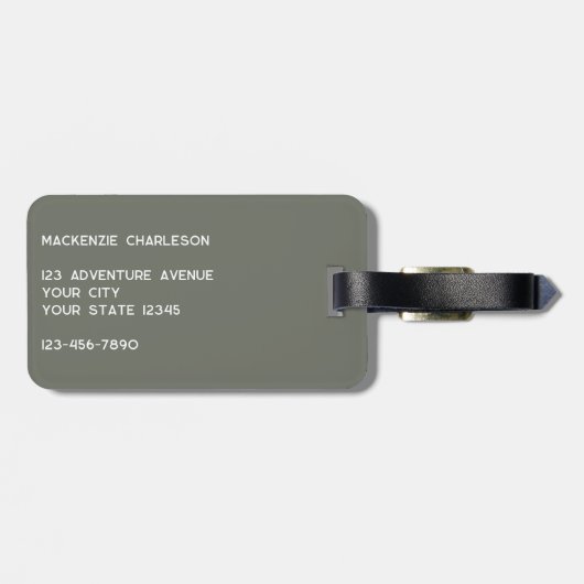 Logo Minimalistische Sage Green Business Bagagelabel (Achterkant horizontaal)