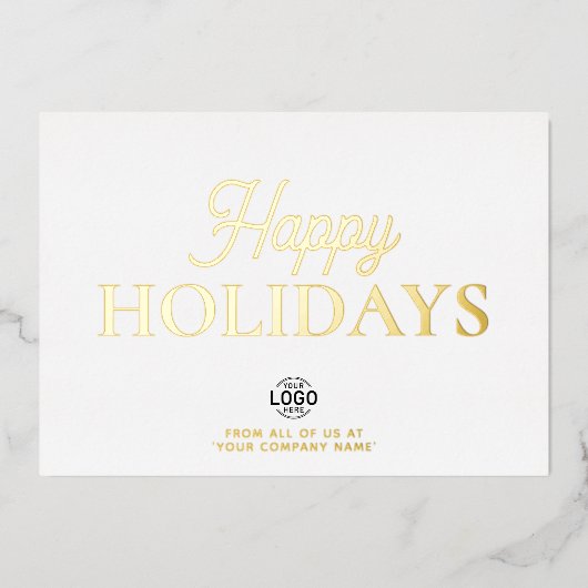 Logo minimalistische witte zakelijke vakantie Kaar Folie Uitnodiging (Voorkant)