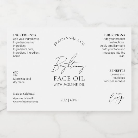 Logo minimum 2 OZ Dropper Bottle Étiquette étanche (Étiquettes simples)