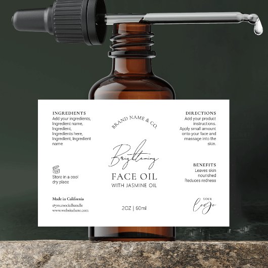 Logo minimum 2 OZ Dropper Bottle Étiquette étanche