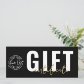 Logo Modern Black Gold Business Gift Certificate Kaart (Staand voorkant)