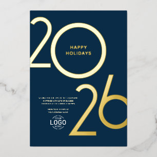 Logo Modern Navy Blue Business Holiday Carte Or