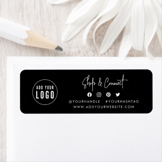 Logo Modern Script Shop toevoegen Aangepaste kleur Etiket (Insitu)