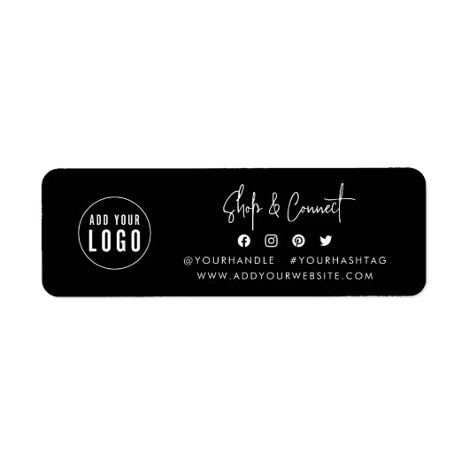 Logo Modern Script Shop toevoegen Aangepaste kleur Etiket (Voorkant)