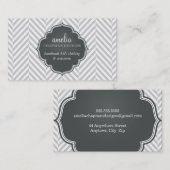 LOGO Modern visgraatpatroon grijs badge zilver Visitekaartje (Voorkant / Achterkant)