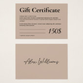 Logo moderne Certificat cadeau d'entreprise (Devant & derrière)