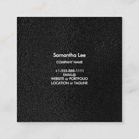 Logo moderne en cuir noir QR Code Carte de visite (Dos)