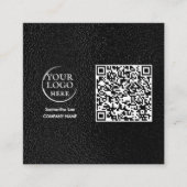 Logo moderne en cuir noir QR Code Carte de visite (Devant)