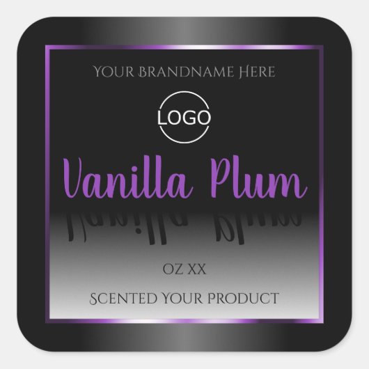 Logo moderne noir blanc Étiquette violet cadre (Devant)