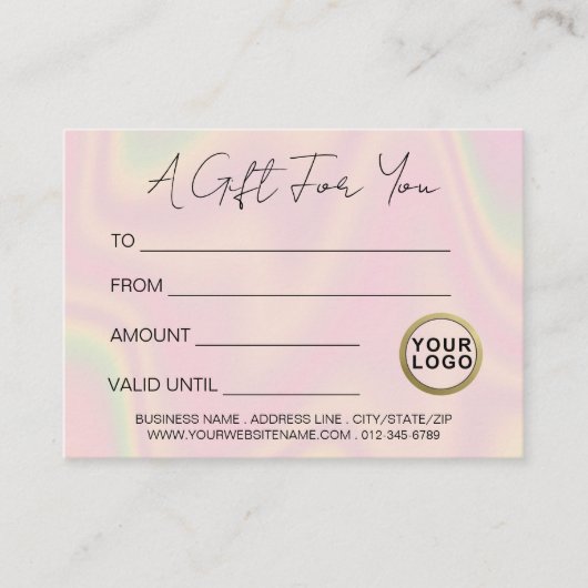 Logo Moderne tendance certificat cadeau Holographi (Devant)