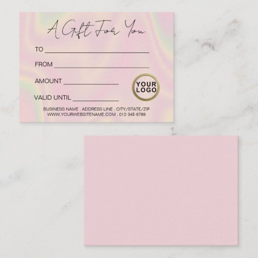 Logo Moderne tendance certificat cadeau Holographi (Devant / Derrière)