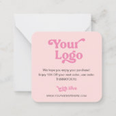 Logo moderne tendance rose Carte de remerciements  (Dos)