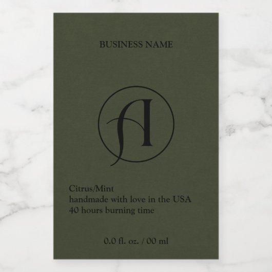 Logo moderne vert foncé Étiquette de bougie (Étiquettes simples)