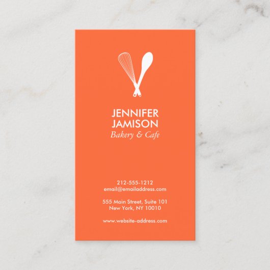 LOGO MODERNE WHISK & SPOON sur ORANGE Carte de vis (Devant)