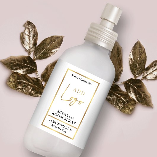 Logo moderne White & Gold Salle Spray Étiquette bo