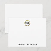 Logo Monogram Name Minimalist White Flat Note Card Notitiekaartje (Voorkant / Achterkant)