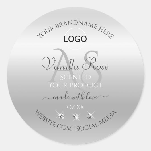 Logo Monogramme Étiquette Diamants de luxe en arge (Devant)