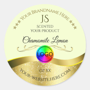 Logo Monogramme or jaune clair Wavy Étiquette de p