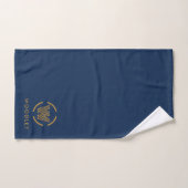 Logo Monogramme Or Moderne Bleu Marine (Serviette à main)
