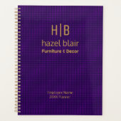 Logo Monogramme Or Moderne Carré violet Motif (Devant)