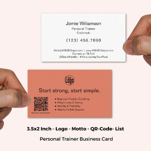 Logo Motto QR-code Diensten Verbrand Oranje Fitnes Visitekaartje