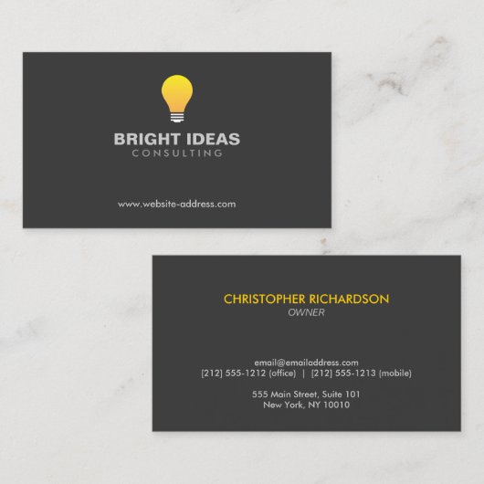 LOGO N° 3 Carte de visite LIGHTBULB (Devant / Derrière)