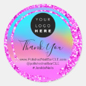 Logo Naam Bedankt voor het winkelen van Glitter Ho Ronde Sticker (Voorkant)