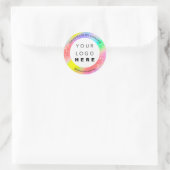 Logo Naam Gold Confetti Holographic Rainbow Ronde Sticker (Tas)