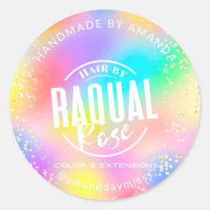 Logo Naam Gold Pink Colour Therapy Holograaf Ronde Sticker