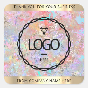 Logo Naam Hartelijk dank Business Gold Holografen  Vierkante Sticker