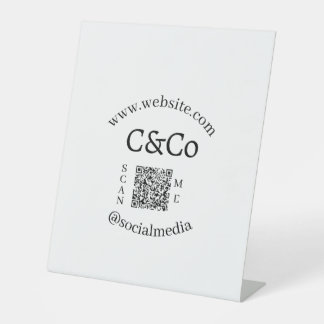 logo naam letter bedrijf social media website QR Reclamebord Met Voetstuk