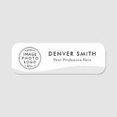 Logo naam titel licht grijze golf wit modern naamplaatje (Voorkant)