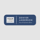 Logo naam titel witte verdeler donkerblauw naamplaatje (Voorkant)