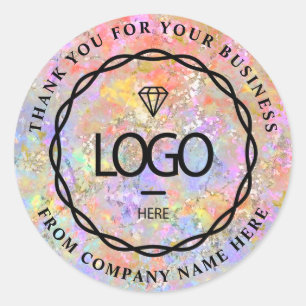 Logo Naam Web Dank Abstracte Bedrijfs Holograaf Ronde Sticker
