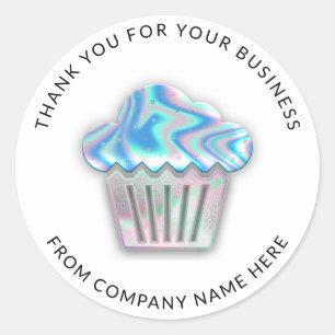 Logo Naam Web Dank u bakkerijblauw Silver Ronde Sticker
