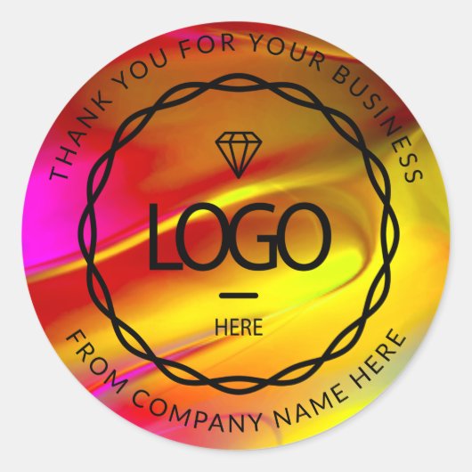 Logo Naam Web Dank u Roze Rood Goud Ronde Sticker (Voorkant)