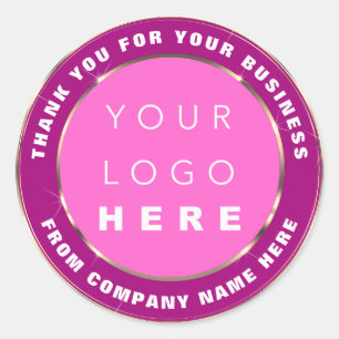 Logo Naam Web Hartelijk dank Gold Lijst Roze Fuchs Ronde Sticker