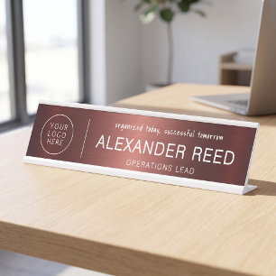 Logo naamplaten op maat modern koper bureau naambordje