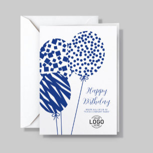 Logo Navy Blue Ballonnen Zakelijke Verjaardagskaar Feestdagen Kaart