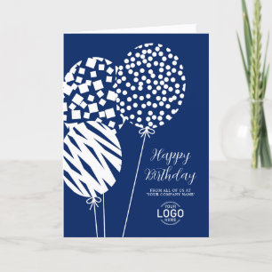 Logo Navy Blue Balloons Zakelijke Verjaardagskaart Feestdagen Kaart