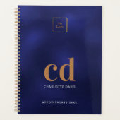 Logo Navy Blue Gold Monogram initiaal Business 202 Planner (Voorkant)