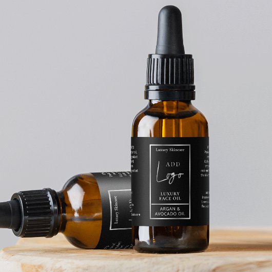 Logo Noir & Argent 1 OZ Étiquette de bouteille à g