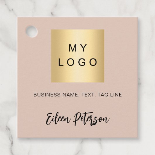 logo noir beige photo code QR étiquette pendre (Devant)