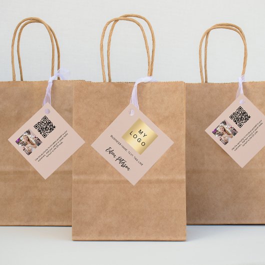 logo noir beige photo code QR étiquette pendre