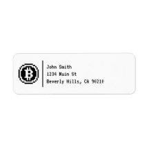 Logo noir Bitcoin BTC 8 bits | ÉTIQUETTE