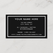 Logo noir blanc personnalisé Carte de visite minim (Dos)