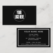 Logo noir blanc personnalisé Carte de visite minim (Devant / Derrière)