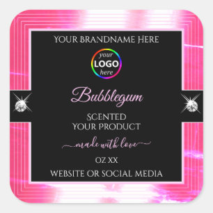 Logo noir brillant Girly rose Étiquette de produit